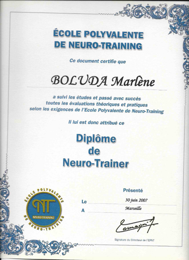 photo diplome EARTH Sérénité & Vitalité