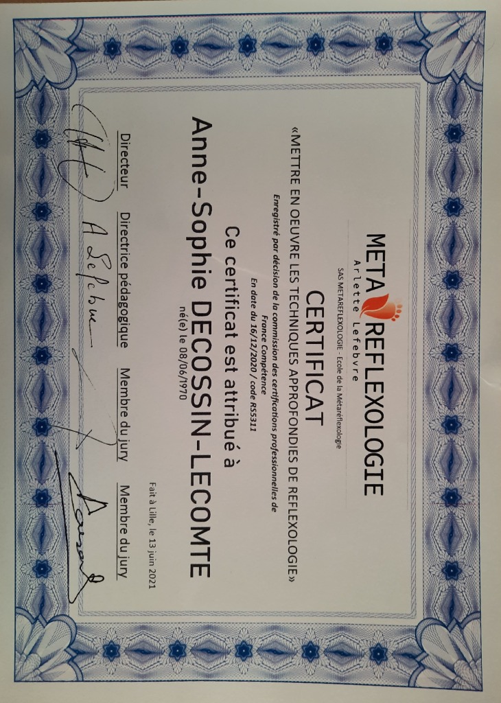 photo diplome Anne-Sophie Decossin Lecomte 