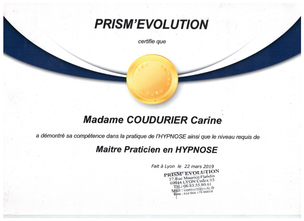 photo diplome Carine COUDURIER CAP HARMONIE