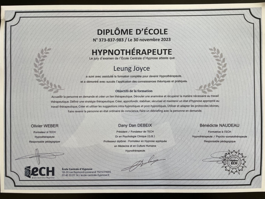 photo diplome Joyce Leung