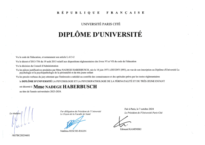 photo diplome Nadège Haberbusch