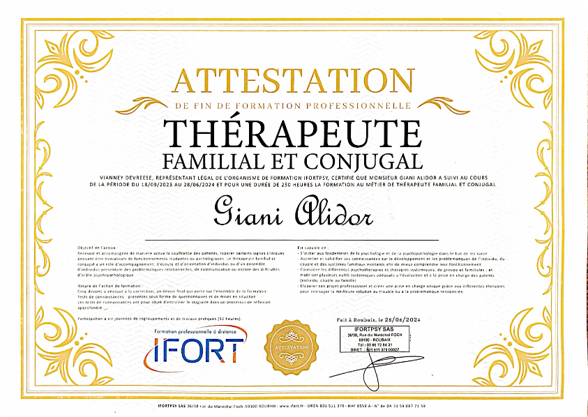 photo diplome Giani ALIDOR
