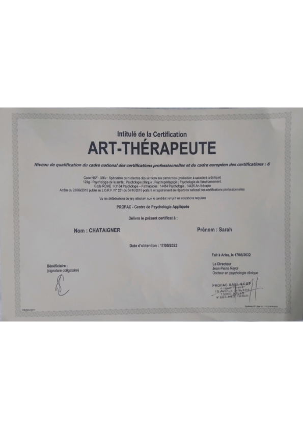 photo diplome Sarah Chataigner