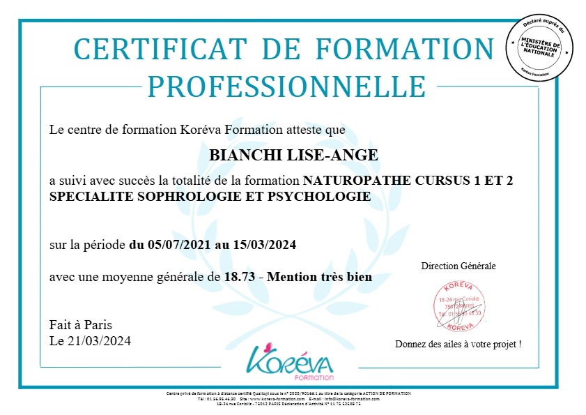 photo diplome Lise-Ange Bianchi