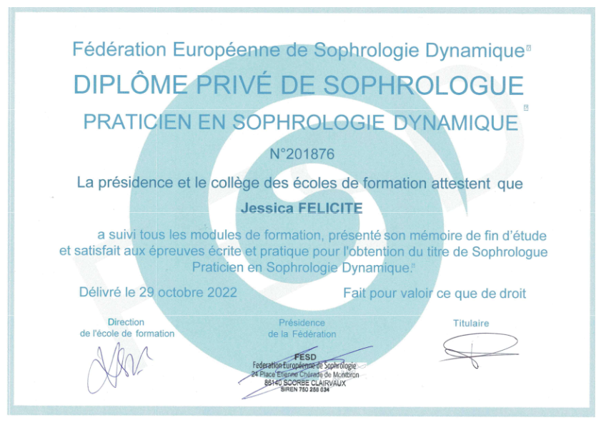 photo diplome Jessica Félicité