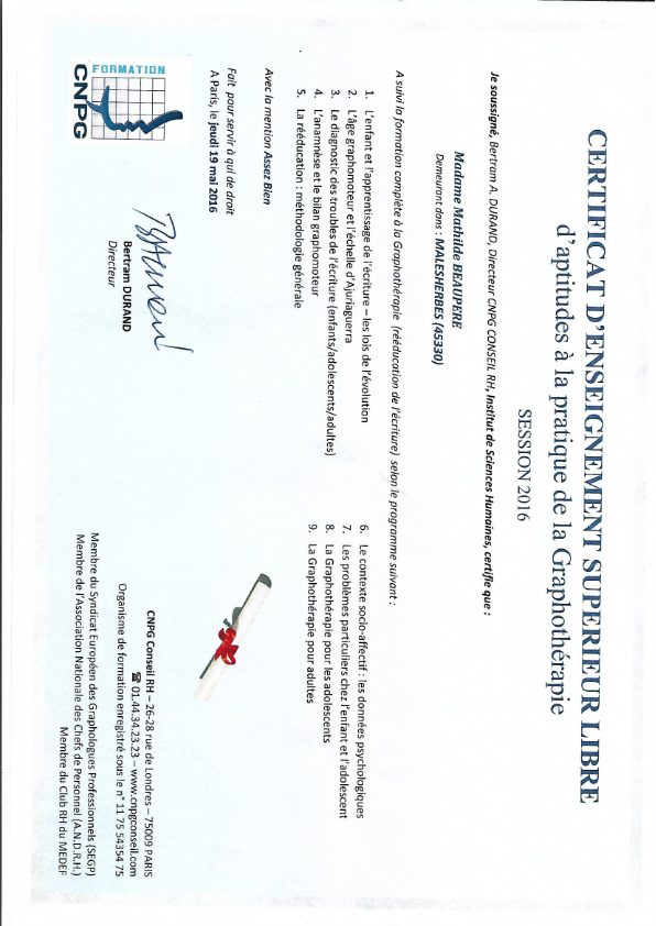 photo diplome Mathilde BEAUPERE