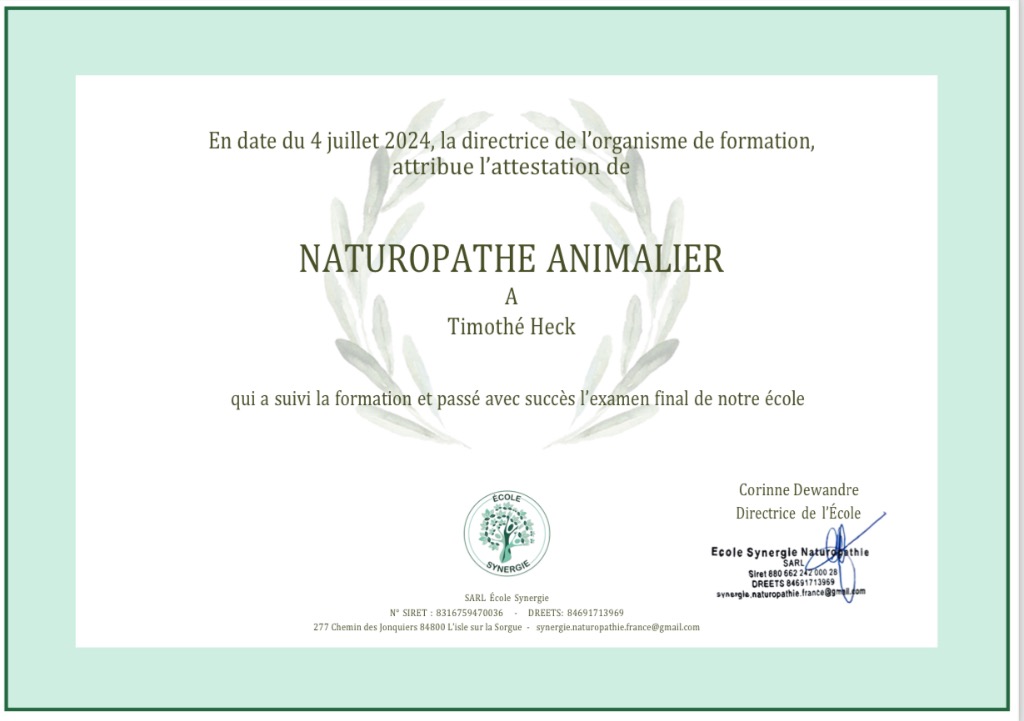 photo diplome Naturo’par Tim