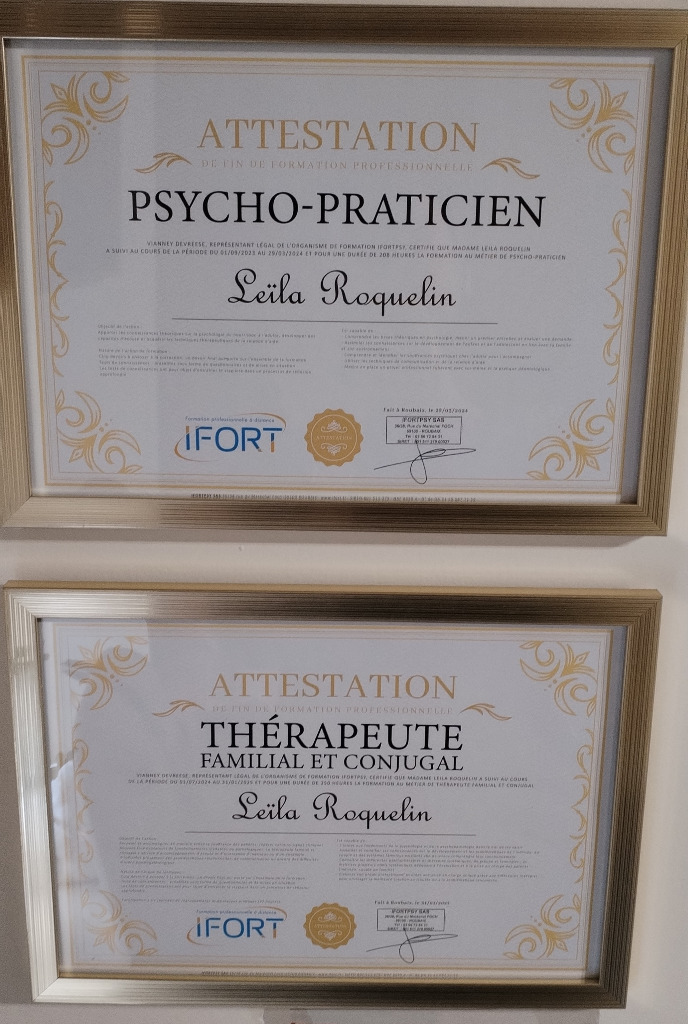 photo diplome Leïla ROQUELIN - HARMONIE THERAPIE