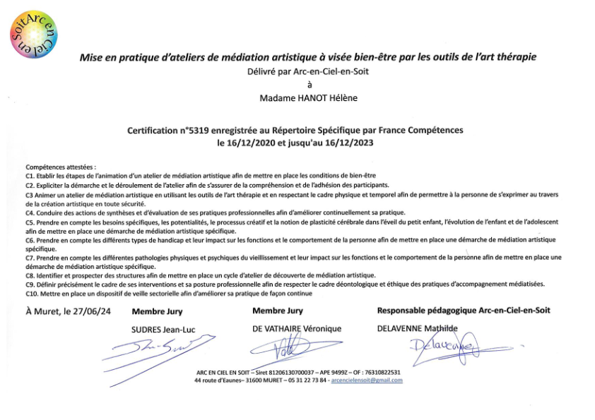 photo diplome HELENE BLAESS HANOT