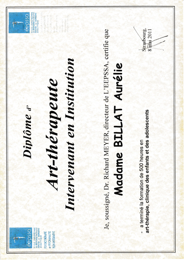 photo diplome La Palette des Anges - Aurélie Mouchon