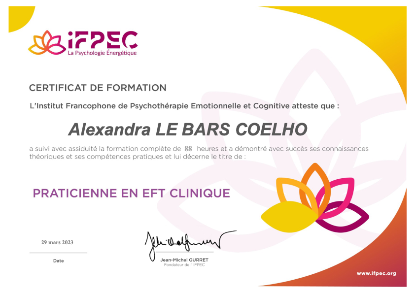 photo diplome M’aime si EFT Clinique