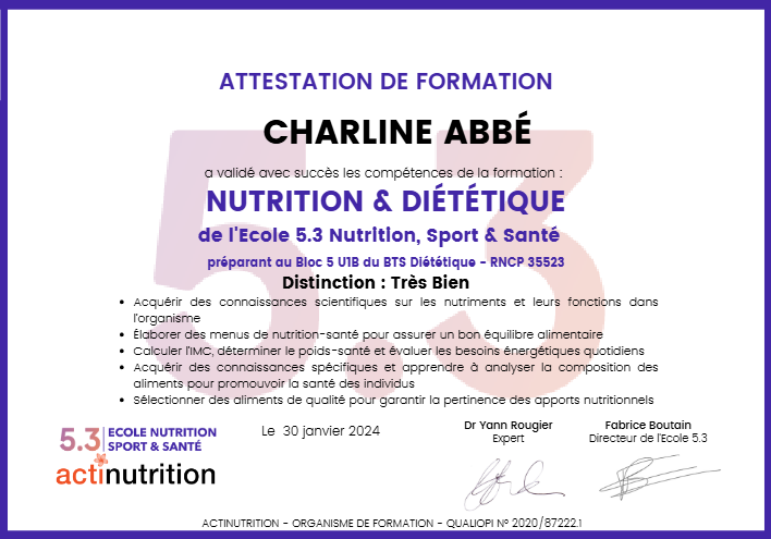 photo diplome Santé Saveur