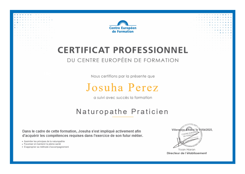 photo diplome Josuha Perez