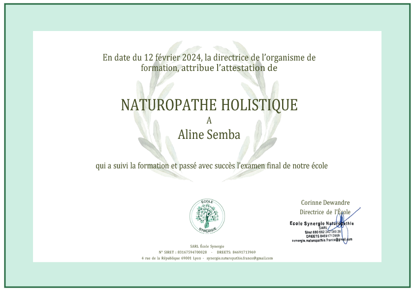 photo diplome Belamnesia Naturopathe