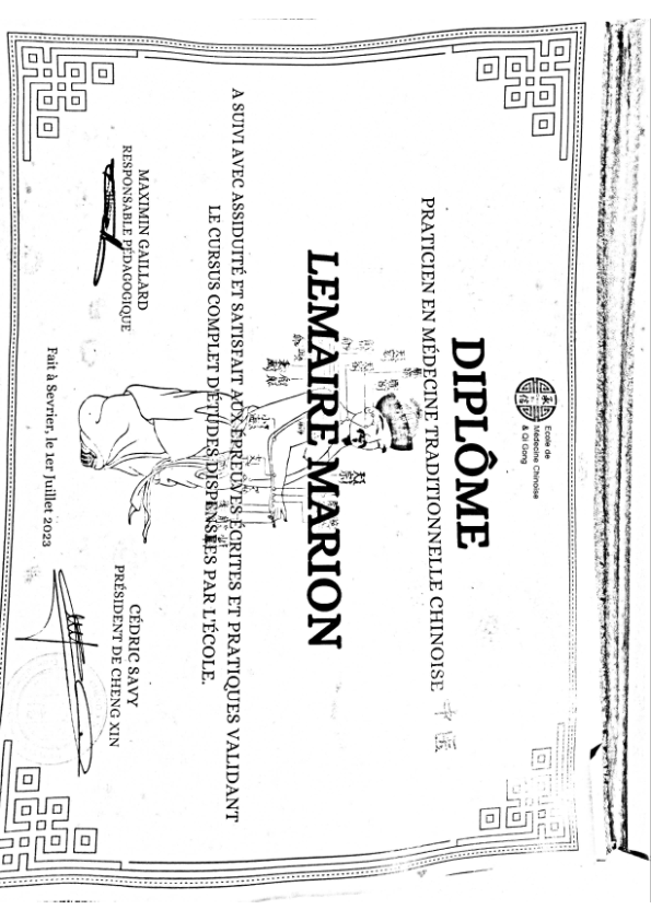 photo diplome Shenbamai