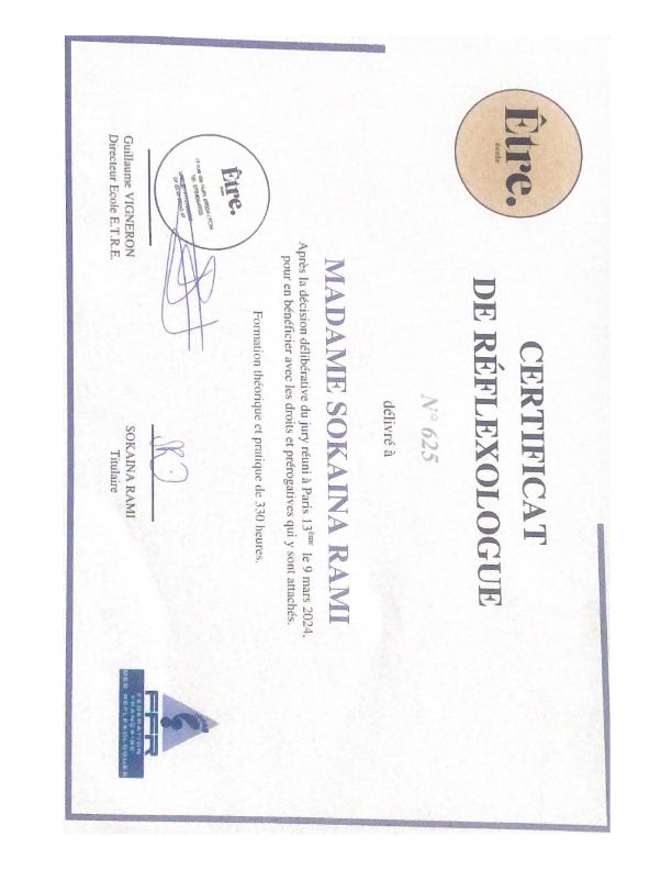 photo diplome Sokaïna Shanti 