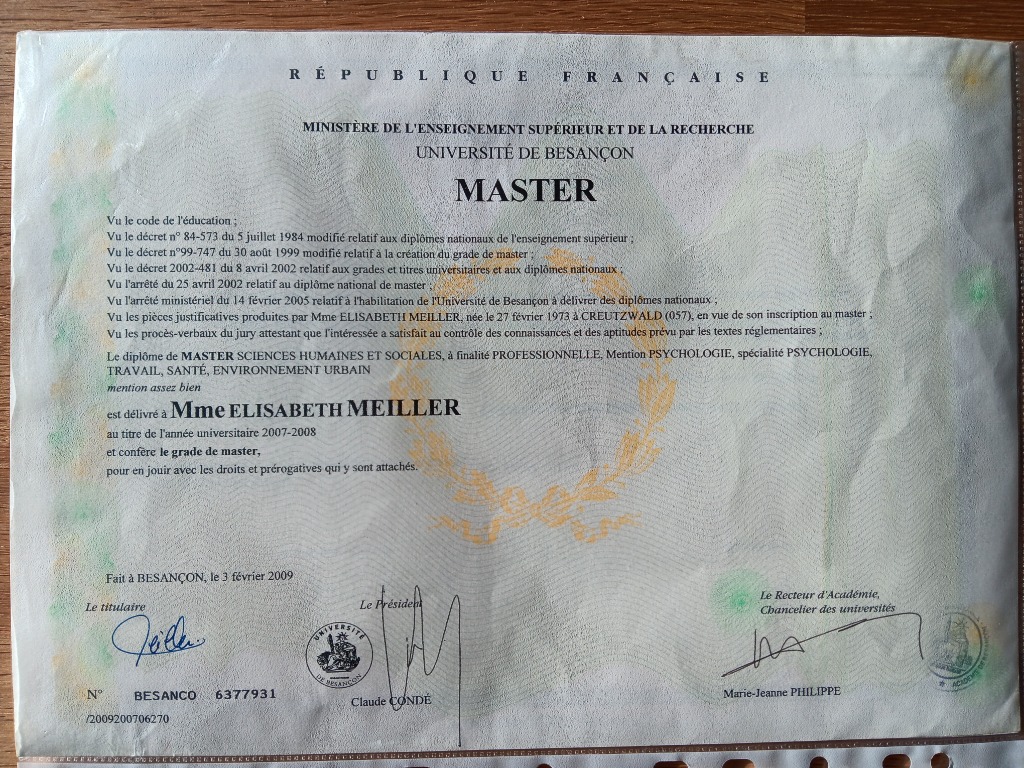 photo diplome Elisabeth MEILLER