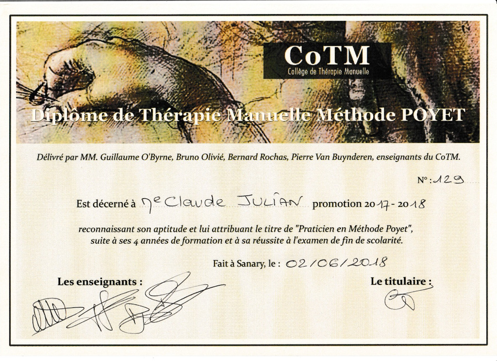 photo diplome Claude Élise Julian
