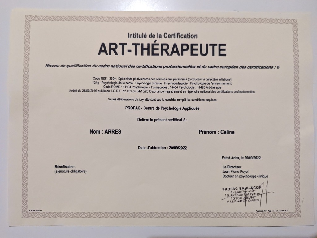 photo diplome Céline Arres