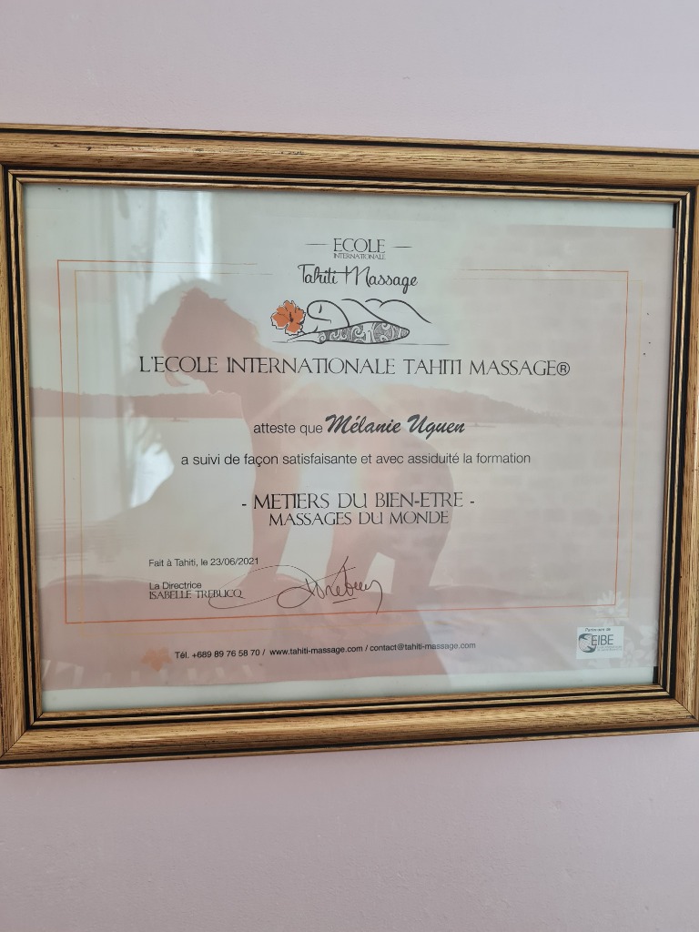 photo diplome Fleurs d’eau massage
