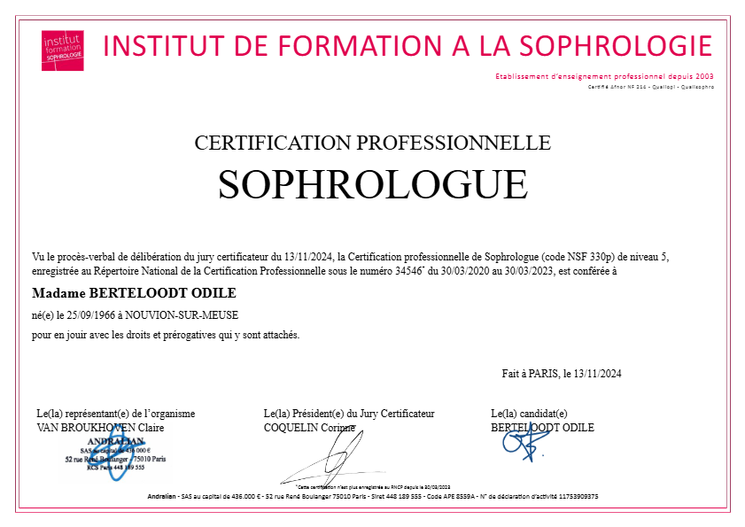 photo diplome Odile BERTELOODT