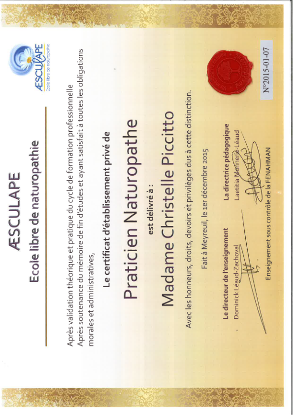 photo diplome CHRISTELLE PICCITTO