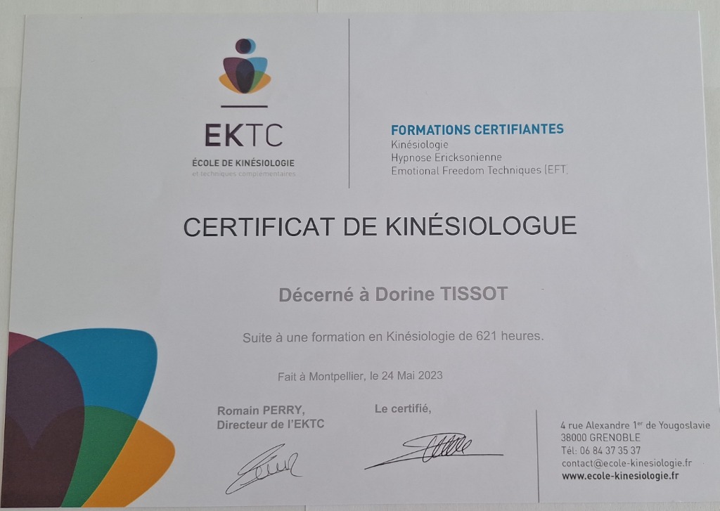 photo diplome Kinessenciel 