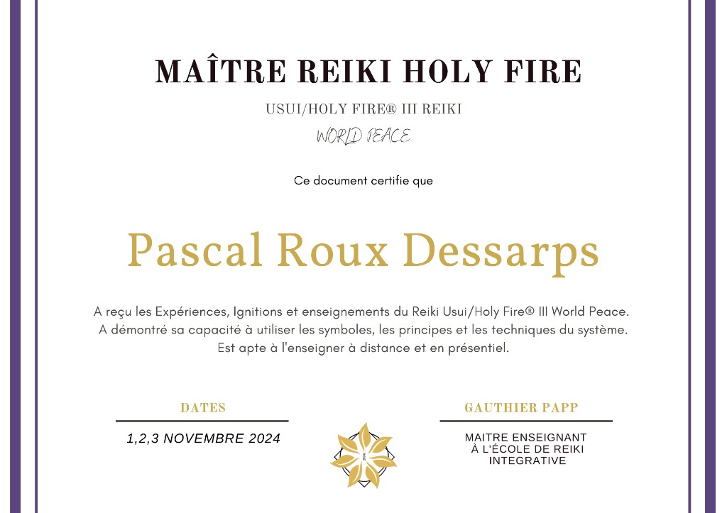 photo diplome Espace bien-être Le Bleu Salé Pascal Roux Dessarps