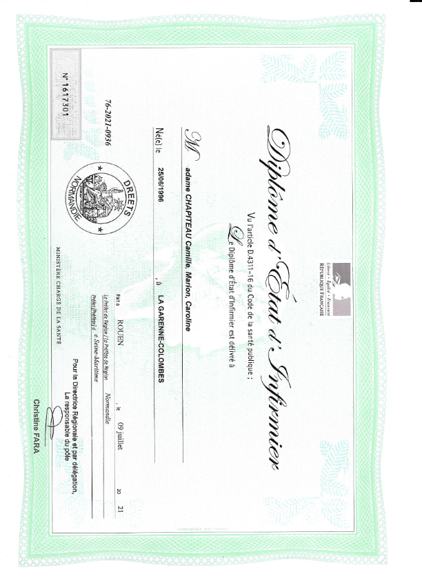 photo diplome Camille CHAPITEAU