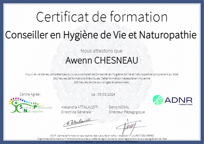 photo diplome Naturocare