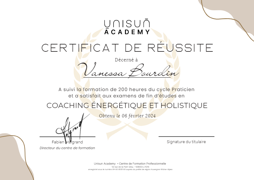 photo diplome SEVANEA - VANESSA BOURDIN