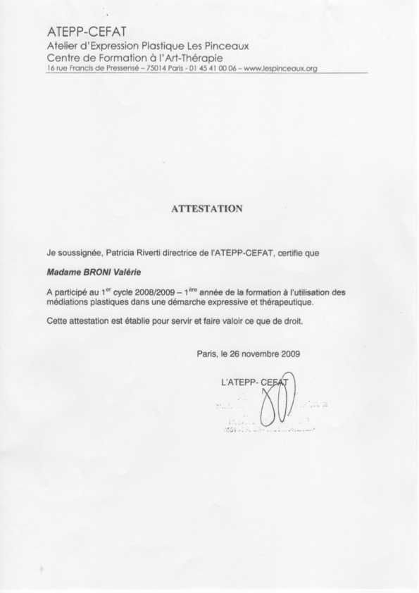 photo diplome Valérie BRONI