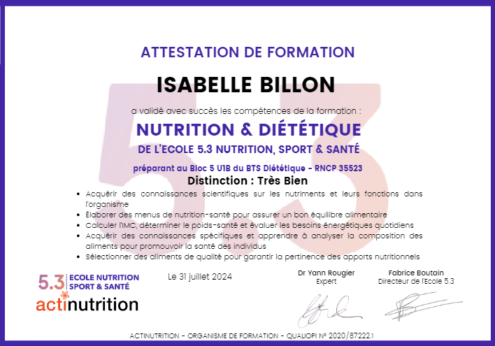 photo diplome Isabelle Billon (EI)