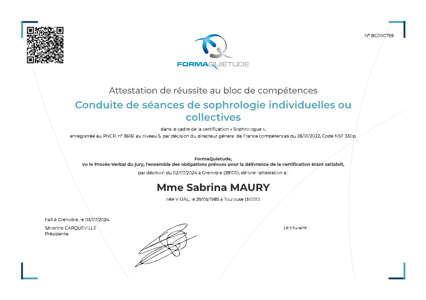 photo diplome Sabrina Maury Vidal