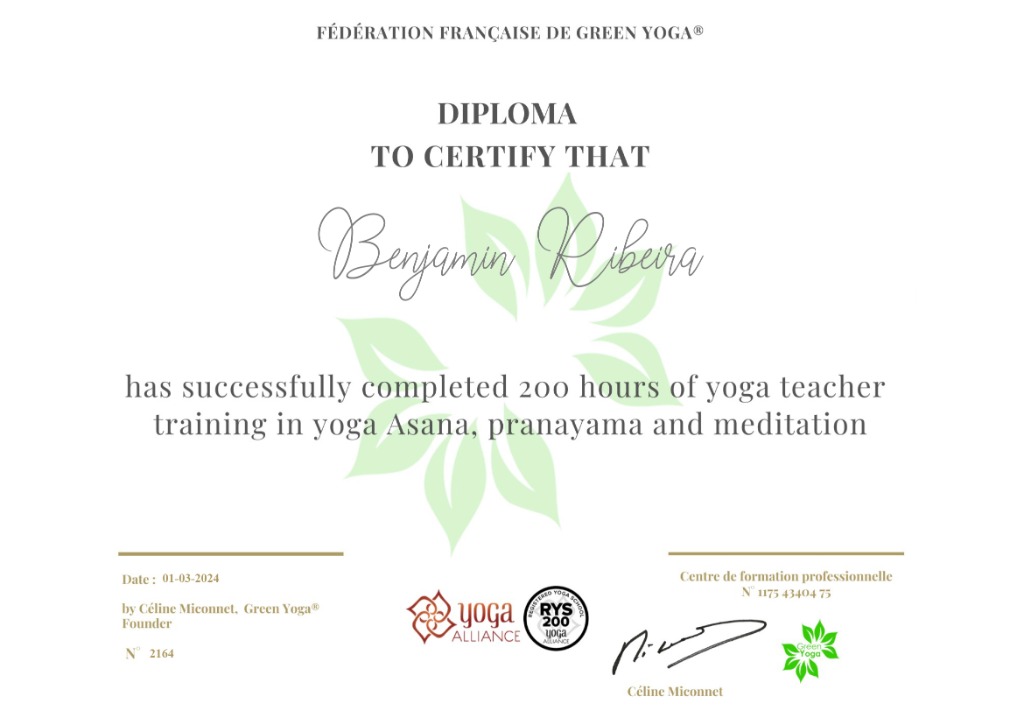photo diplome Prasanta Yoga