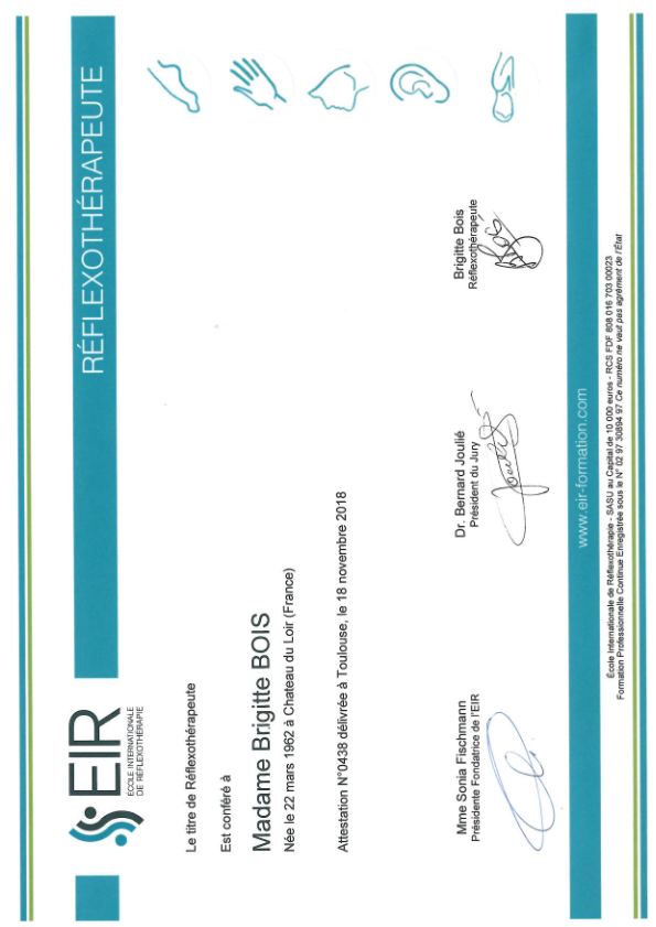 photo diplome Brigitte BOIS Réflexo