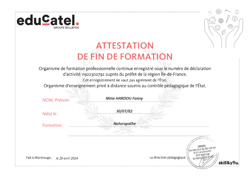 photo diplome Fanny Hardou