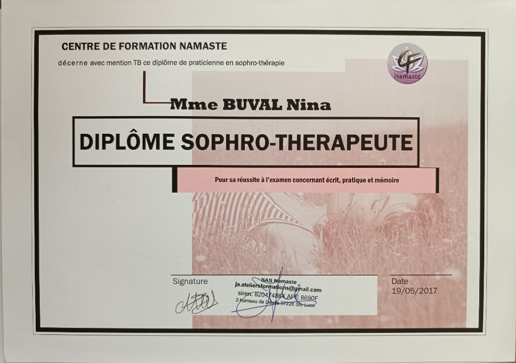 photo diplome Nina LEDRON FOURRAGEAT 