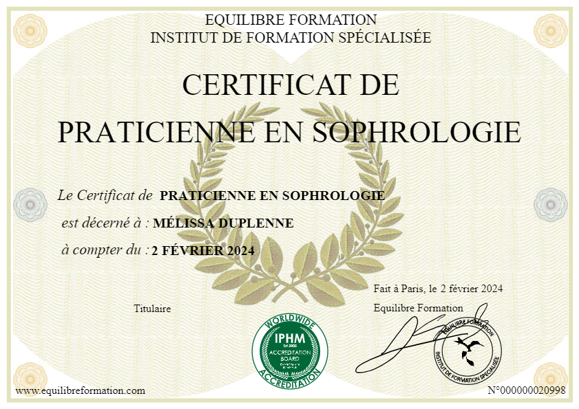 photo diplome Mélissa Duplenne