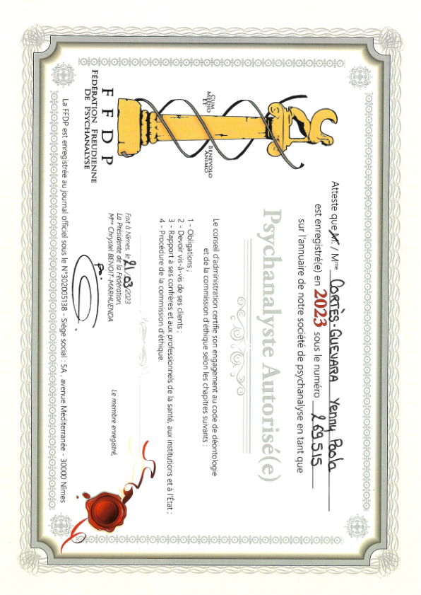 photo diplome Espace Thérapeutique Allende