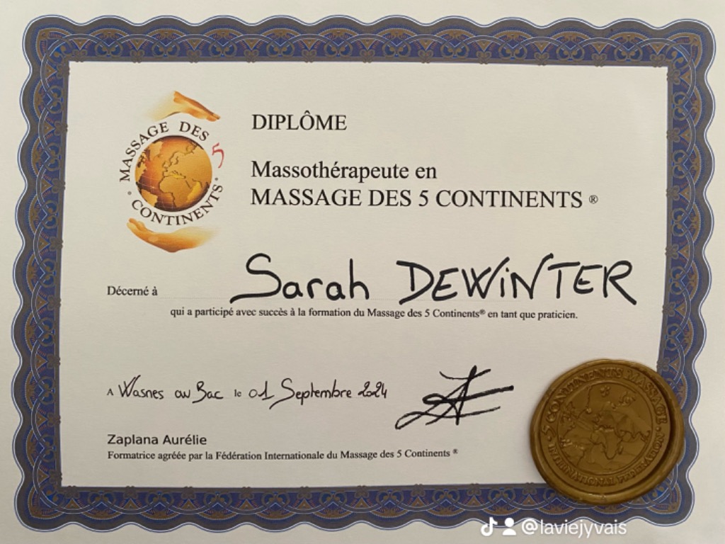 photo diplome La vie j’y vais  - Sarah DEWINTER