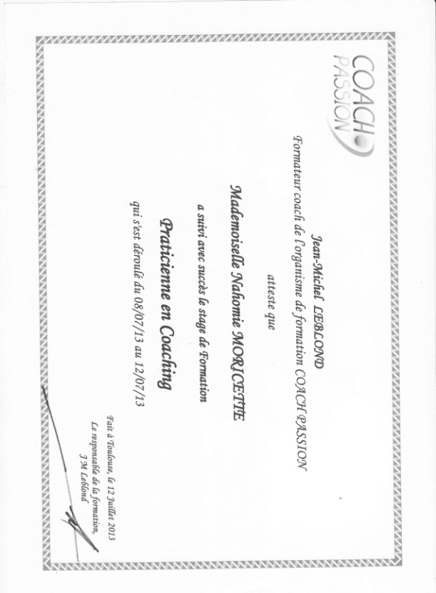 photo diplome Nahomie MORICETTE