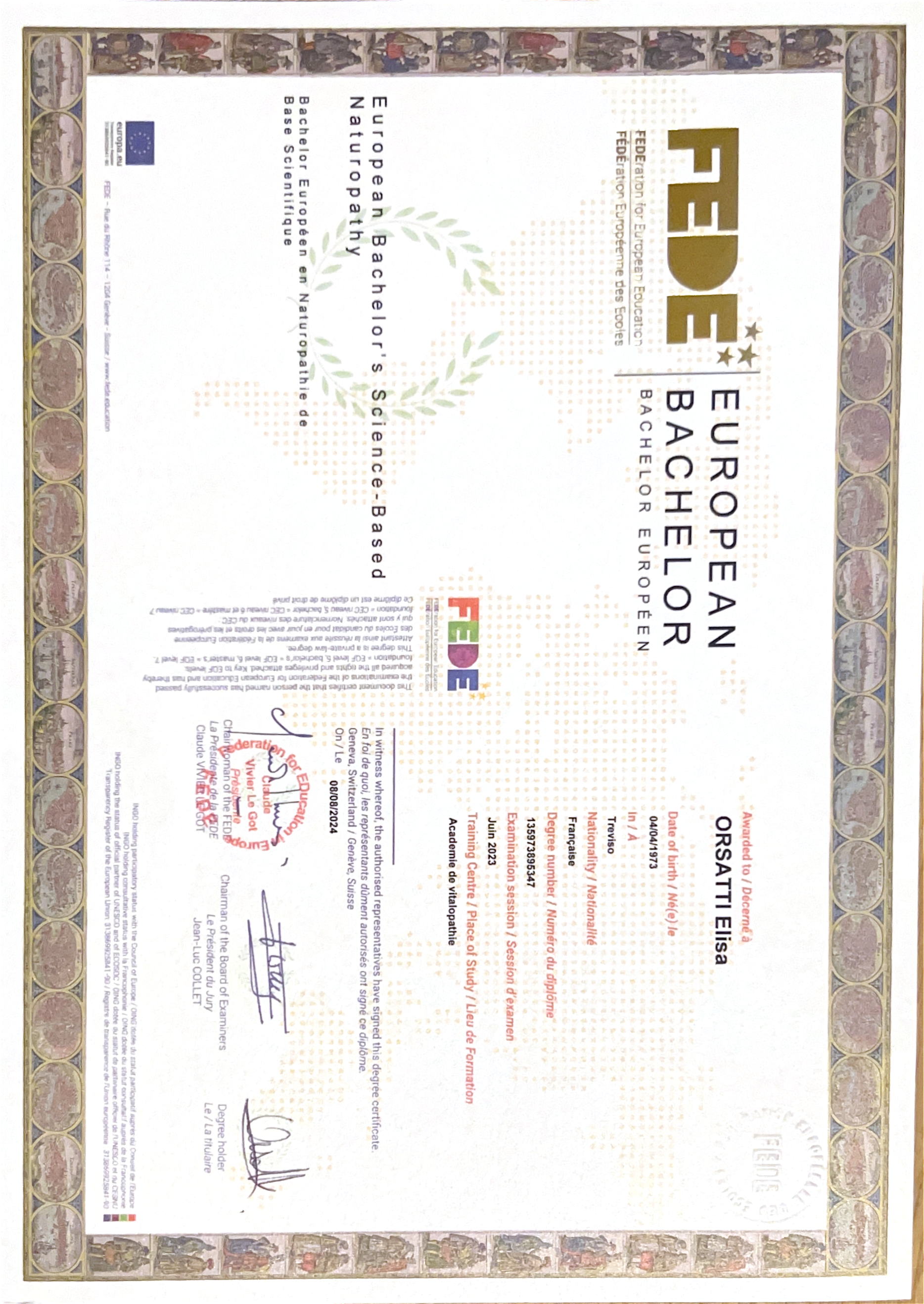 photo diplome Elisa Orsatti