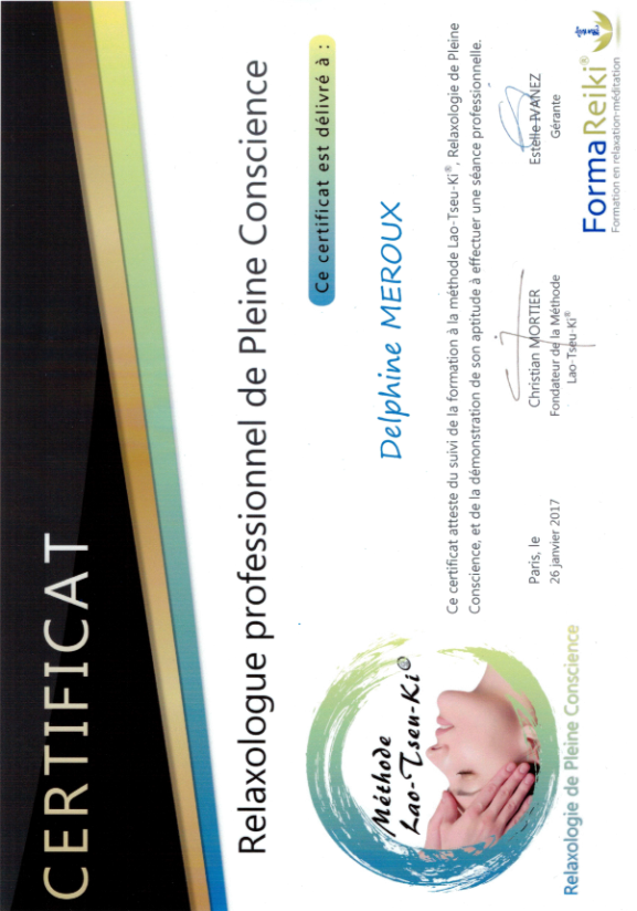 photo diplome Association Douce Plume d’Ange