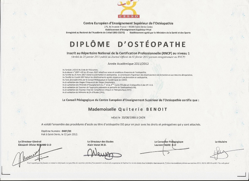 photo diplome Quiterie PRATESI