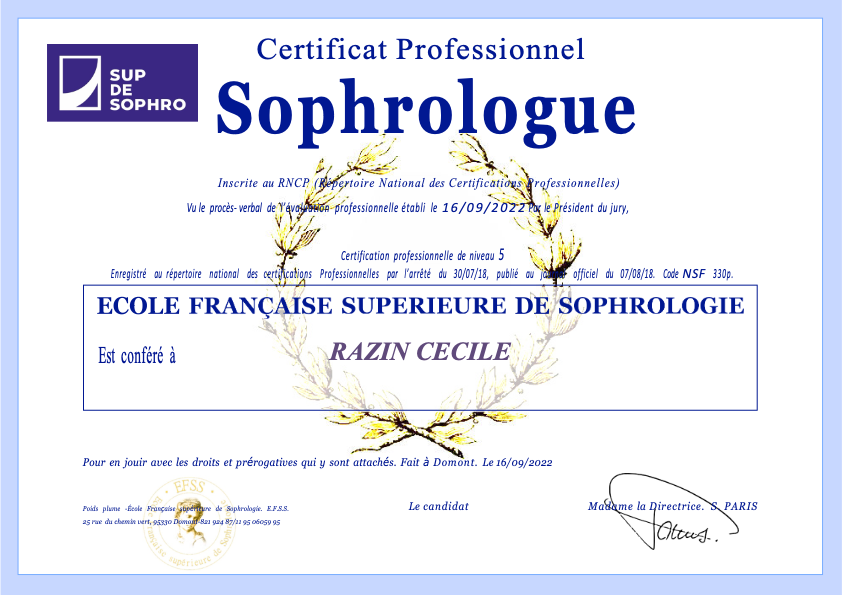 photo diplome RAZIN CÉCILE 