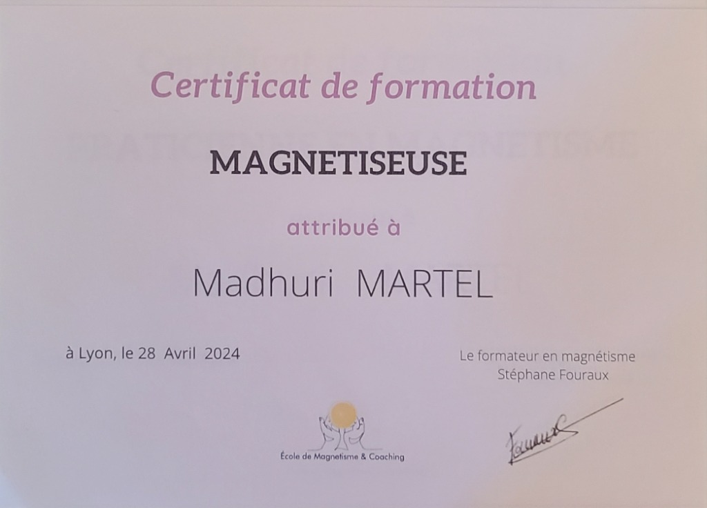 photo diplome Madhuri Martel