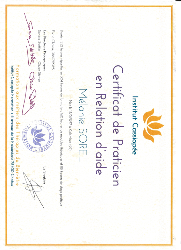 photo diplome Mélanie Sorel 