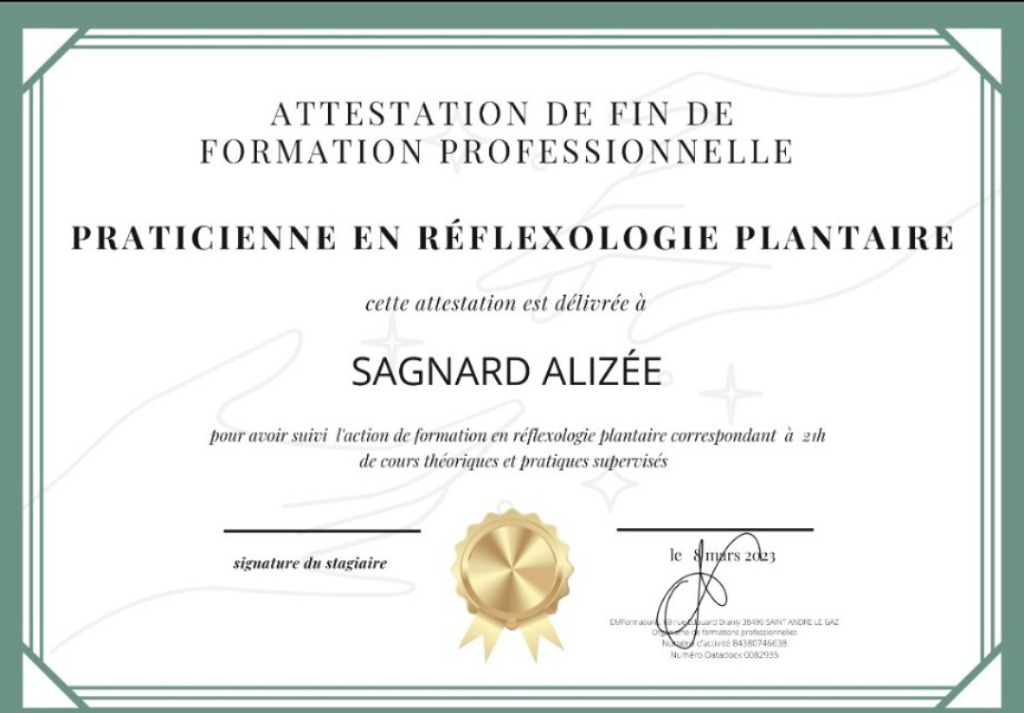 photo diplome O Mains D’Alizée