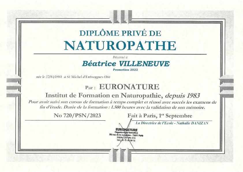 photo diplome Béatrice Villeneuve